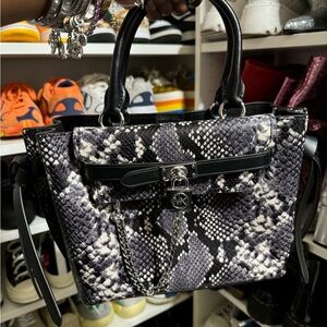 Hamilton Legacy Small Snake Embossed Leather Belted Satchel